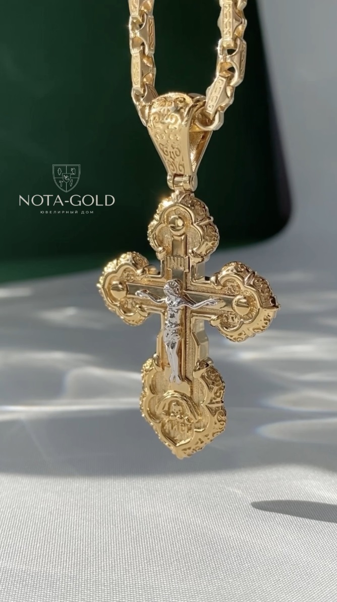 Ажурный крест из двух видов золота