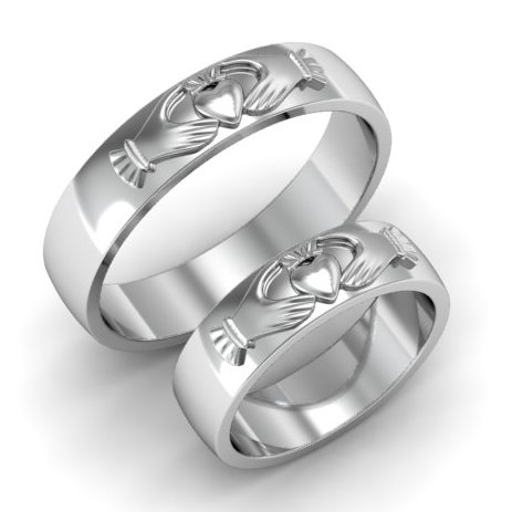 Кладдахские обручальные кольца из белого золота матовые на заказ (Вес пары: 11,5 гр.)