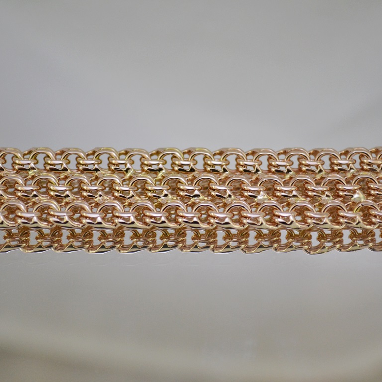 Браслет плетение Бисмарк Тройной из желтого золота (цена за грамм)