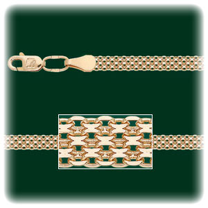 Золотая цепочка эксклюзивное плетение Бисмарк в четыре нити из одинарной якорной на заказ (цена за грамм)
