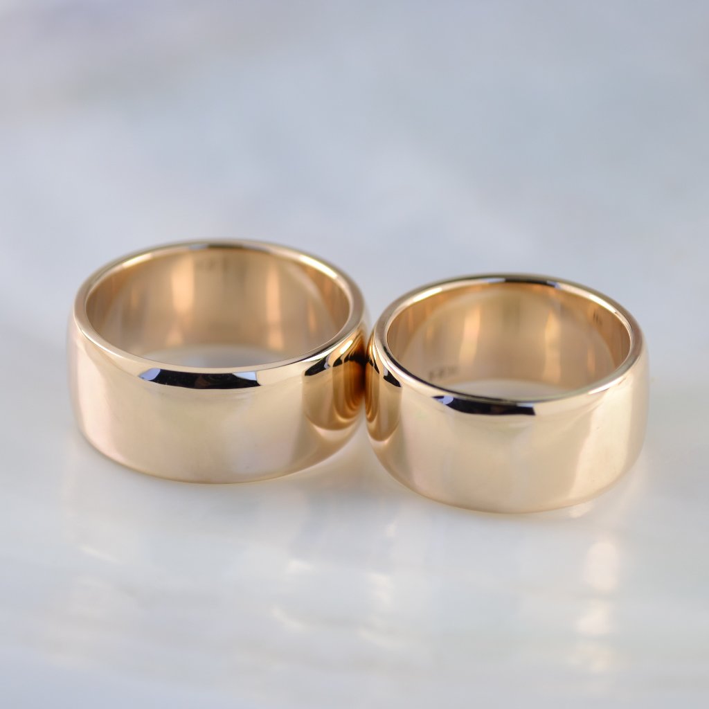 Широкие классические обручальные кольца на заказ из красного золота (Вес пары 29,5 гр.)
