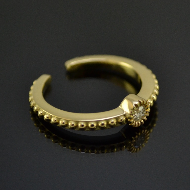 Кольцо на ногу из желтого золота с бриллиантом на заказ (Вес: 3,5 гр.)