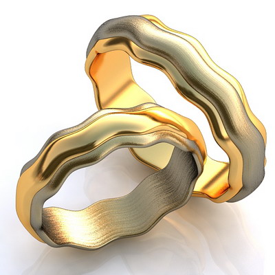 Фактурные волнистые обручальные кольца на заказ (Вес пары: 10 гр.)