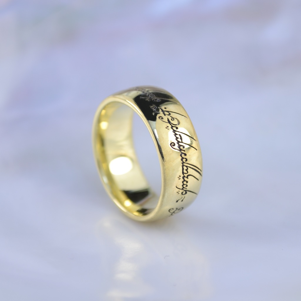 Кольцо всевластия из Властелина колец из жёлтого золота с чернением (Вес: 9 гр.)