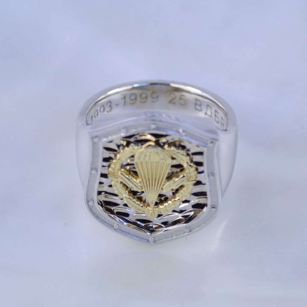 Кольцо-печатка с символикой ВДВ на заказ (Вес: 14 гр.)