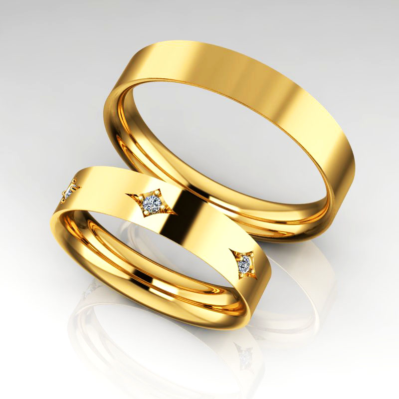 Обручальные кольца Искры с бриллиантами в женском кольце (Вес пары: 7 гр.)