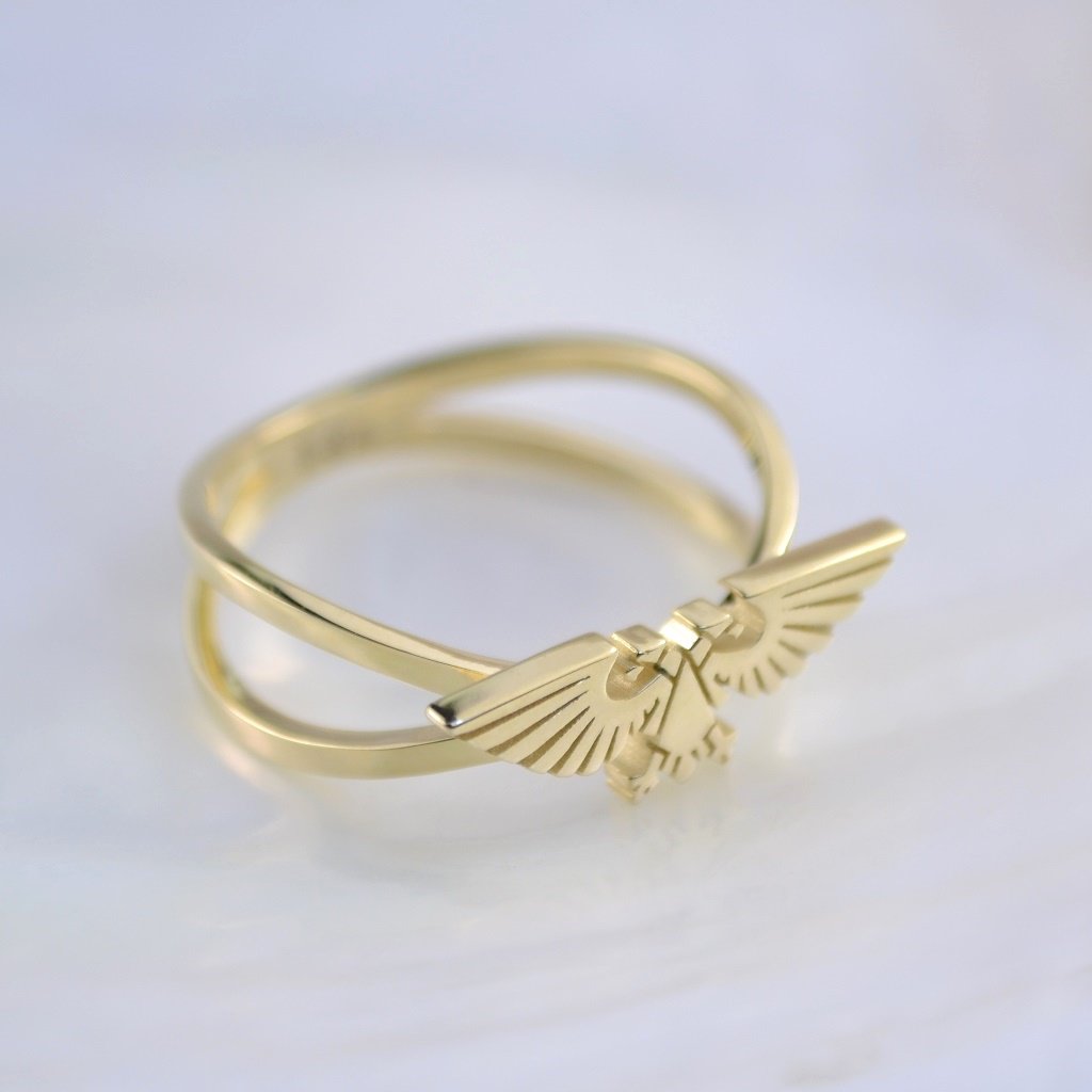 Золотое женское кольцо Двуглавый орел из жёлтого золота на заказ (Вес: 2,5 гр.)