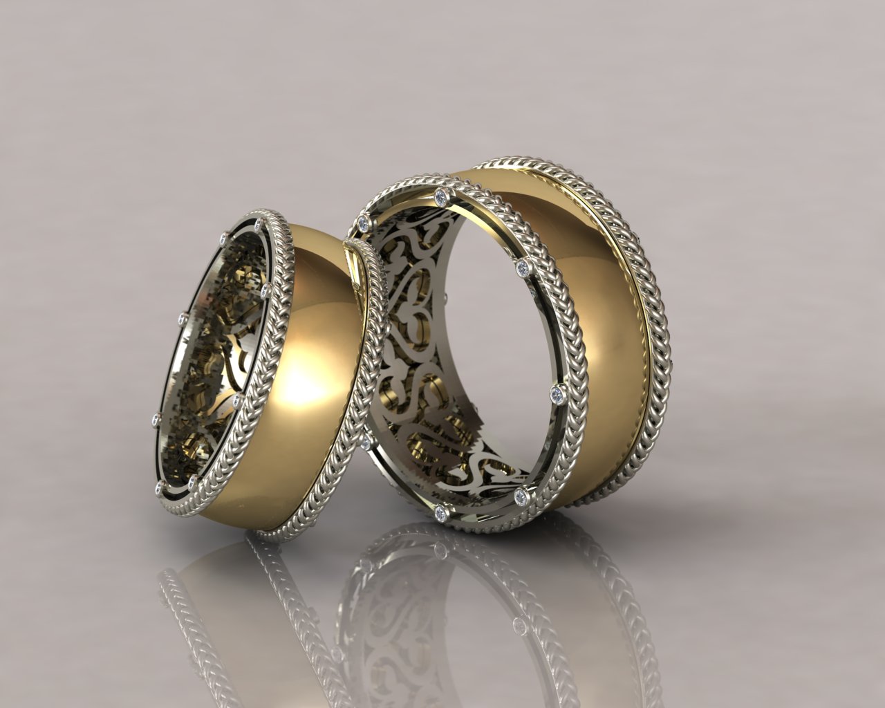 Эксклюзивные обручальные кольца с плетением на заказ  (Вес пары: 16 гр.)