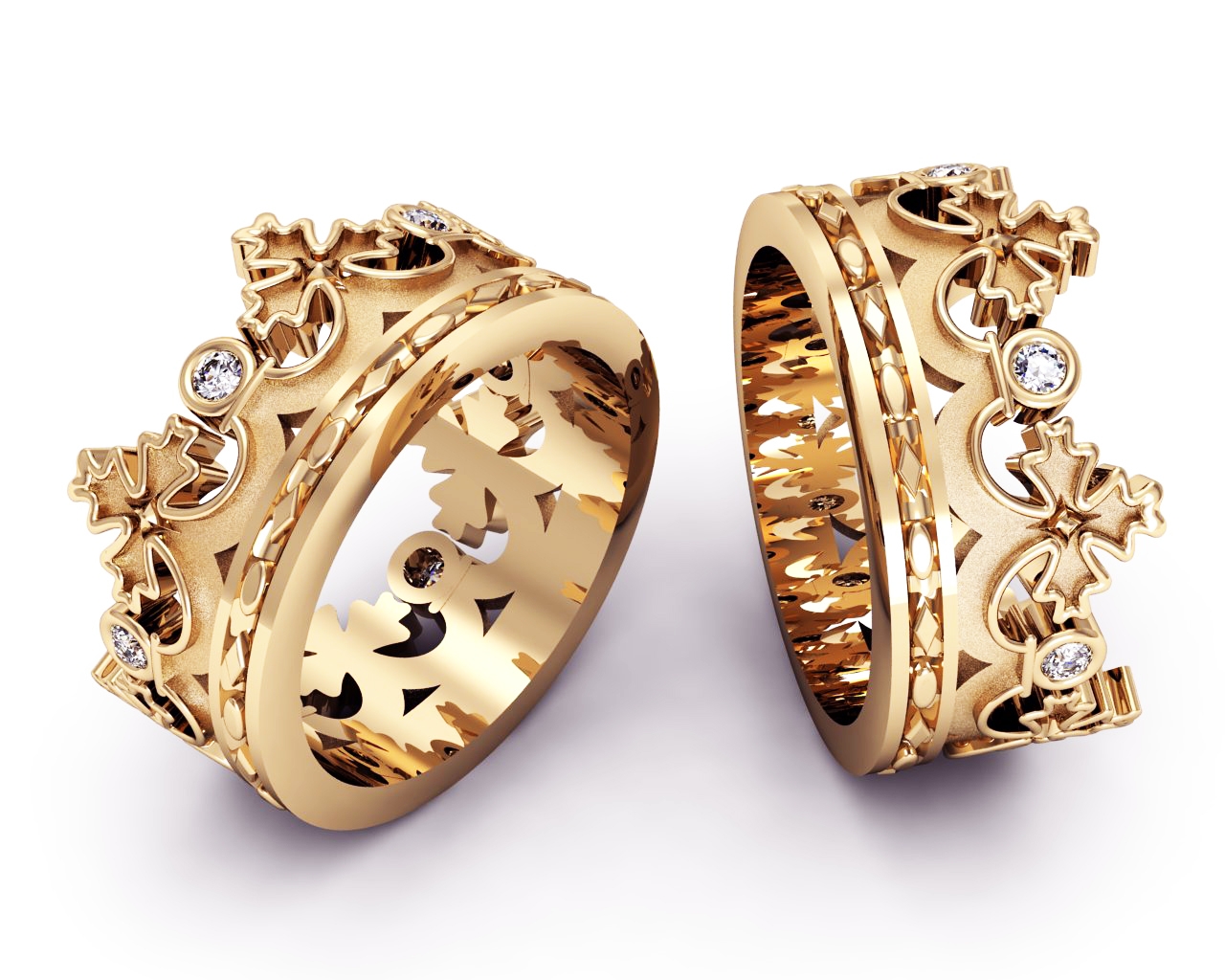 Обручальные кольца корона с бриллиантами (Вес пары: 12 гр.)