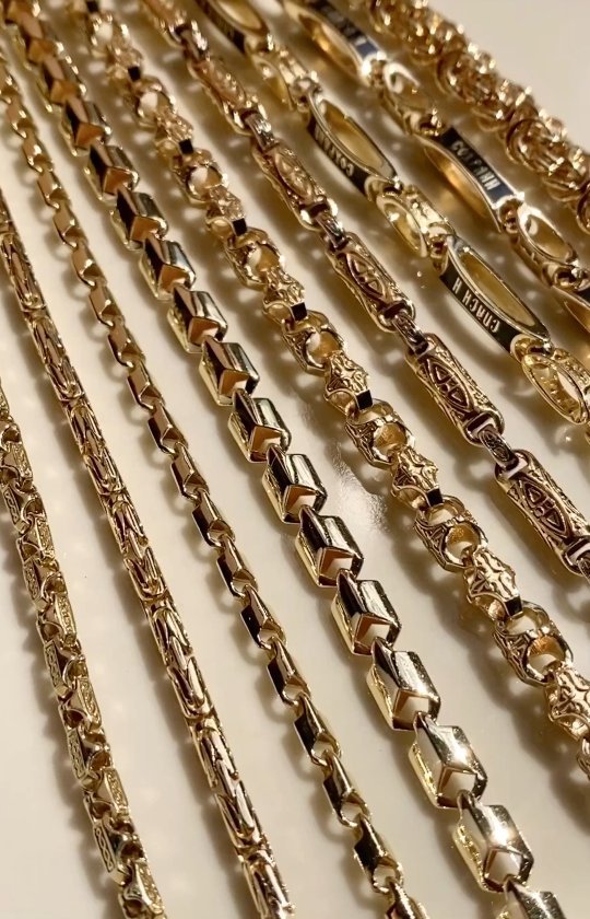 Цепочки из золота и серебра эксклюзивных плетений со вставками