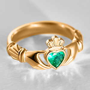 Золотое кладдахское кольцо с изумрудом (Вес: 5 гр.)