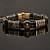 Православный мужской браслет из кожи с вставками жёлто-белого золота с ликами Святых (Вес: 61 гр.)