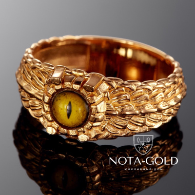 Перстень из красного золота с камнем Глаз Дракона (Вес 8,7 гр.)