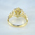 Кольцо на рождение с ножками ребёнка и короной из жёлтого золота с рубином (Вес: 4 гр.)