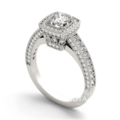 Помолвочное кольцо из белого золота с сотней бриллиантов 3,97 карат (Вес: 6 гр.)