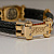 Мужской браслет из кожи и золота с фианитами и медальоном клиента (Вес: 62 гр.)