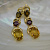 Золотые женские серьги с цитринами, гранатами, раухтопазами и бриллиантами (Вес: 30,5 гр.)