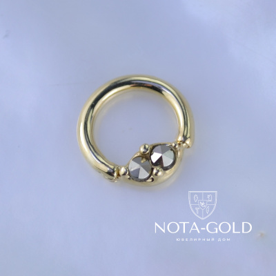 Пирсинг серьга из жёлтого золота с маркизами (Вес 0,8 г.)