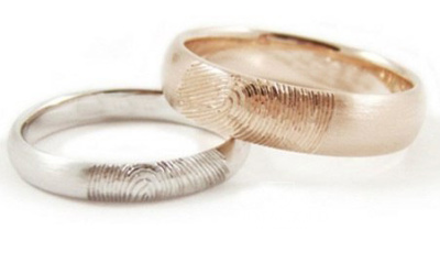 Обручальные кольца  с отпечатком пальца выпуклые на заказ (Вес пары: 11 гр.)