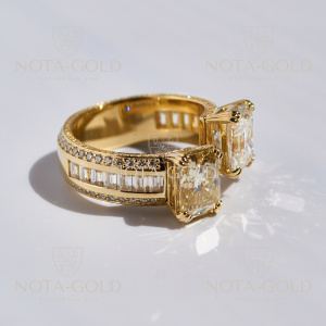 Безразмерное кольцо перстень из красного золота с муассанитами (Вес: 12 гр.)