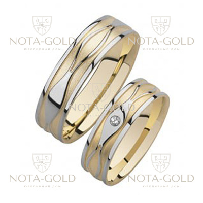 Обручальные кольца с бриллиантами на заказ i869 (Вес пары: 12 гр.)