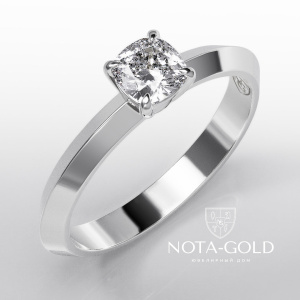 Помолвочное кольцо из белого золота с бриллиантом огранки Кушон  (Вес 2 гр.)