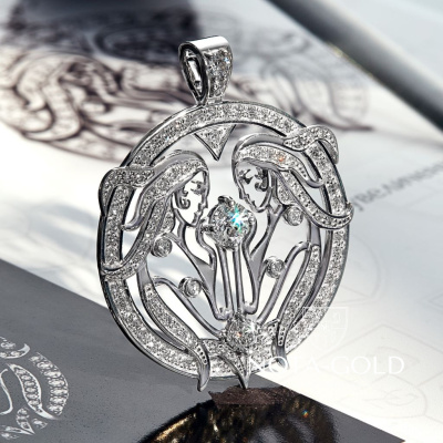 Подвеска Близнецы из платины с бриллиантами (Вес 13 гр.)