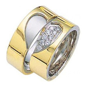 Необычные обручальные кольца "две половинки сердца" на заказ (Вес пары: 17 гр.)