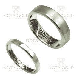 Обручальные кольца с отпечатками пальцев внутри кольца на заказ (Вес пары: 11 гр.)