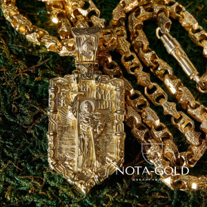 Нательная икона образок Святой Владимир из жёлтого золота (Вес: 45 гр.)