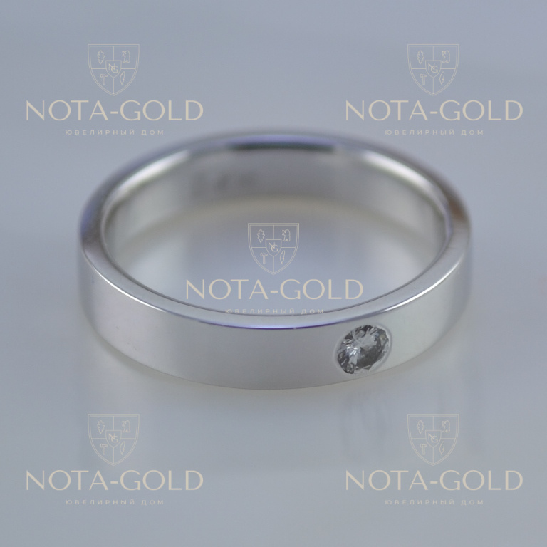 Классическое кольцо шайба с бриллиантом 2,25мм (Вес: 2,5 гр.)