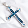 Большой серебряный крест с цветными фианитами (Вес 92,3 гр.)