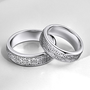 Обручальные кольца из серебра с греческим орнаментом (Вес пары 12 гр.)