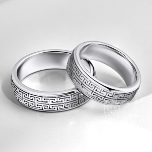 Обручальные кольца из серебра с греческим орнаментом (Вес пары 12 гр.)