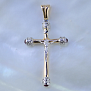 Изящный православный крест из позолоченного серебра с красными фианитами и орнаментом (Вес 4 гр.)