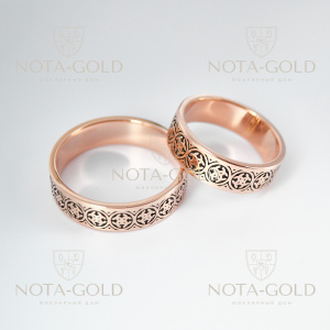 Золотые обручальные кольца со свадебником и чёрной эмалью (Вес: 15 гр.)