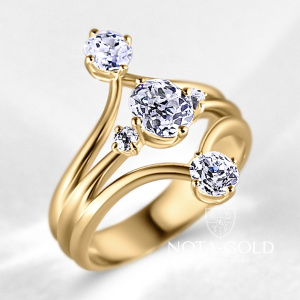 Золотое женское тройное кольцо с бриллиантами (Вес 5,8 гр.)