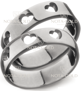 Обручальные кольца из белого золота на заказ сердце на просвет (Вес пары: 10 гр.)