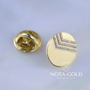 Золотой нагрудный значок на заказ с логотипом и бриллиантами (Вес 2,5 гр.)