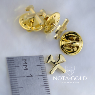 Золотые нагрудные значки из жёлтого золота с логотипом на заказ (Вес 1,5 гр.)