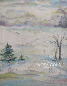 Картина маслом на холсте - Зимний пейзаж 35x44 см