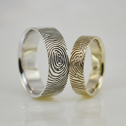 Обручальные кольца из белого золота с отпечатками пальцев i1938 (Вес пары: 12 гр.)