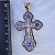 Большой золотой мужской крест с ажурной накладкой и сапфирами (Вес: 22 гр.)