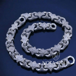 Мужской большой браслет из платины с литьевыми звеньями (Вес 34 гр.)