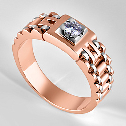 Печатка браслет с большим бриллиантом на заказ (Вес: 16 гр.)