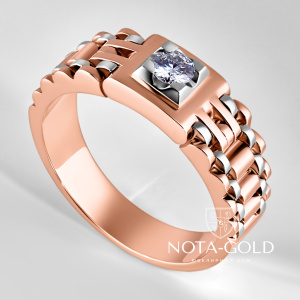 Печатка браслет с большим бриллиантом на заказ (Вес: 16 гр.)