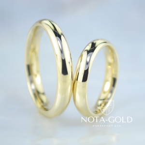 Классические обручальные кольца с комфортной посадкой из жёлтого золота (Вес пары: 12 гр.)