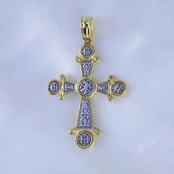Старославянский крестик с символикой из чернёного золота (Вес: 2,5 гр.)