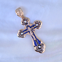 Крест из красного золота с эмалью, фианитами и Ангелом Хранителем на ушке (Вес: 9 гр.)