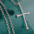 Православный крест из белого золота с рубинами на цепочке плетение Французское (Вес: 21,5 гр.)